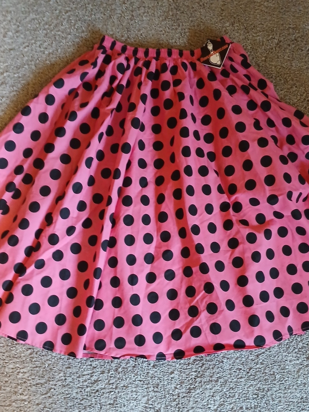 Vintage-Inspired Pink Polka Dot Full Skirt by BowlingShirt.com